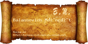 Balassovich Ménrót névjegykártya